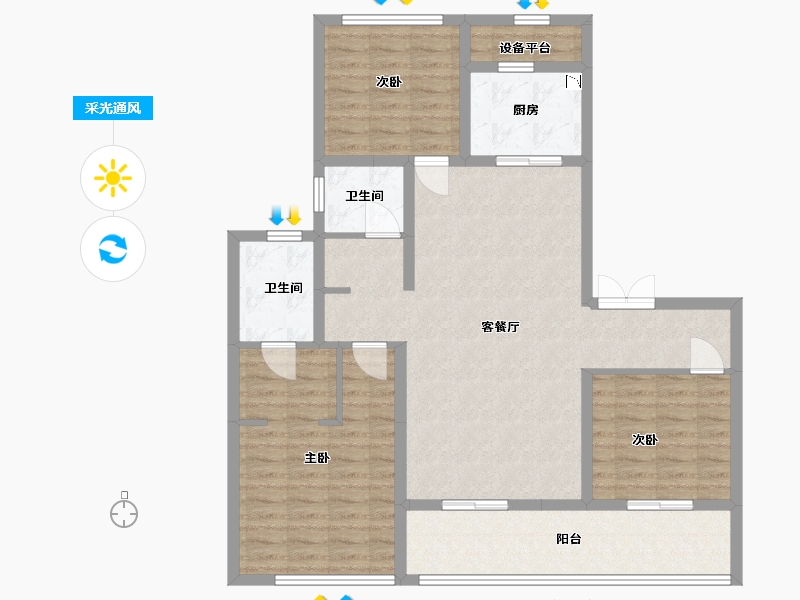 江苏省-盐城市-通银云璟-107.06-户型库-采光通风