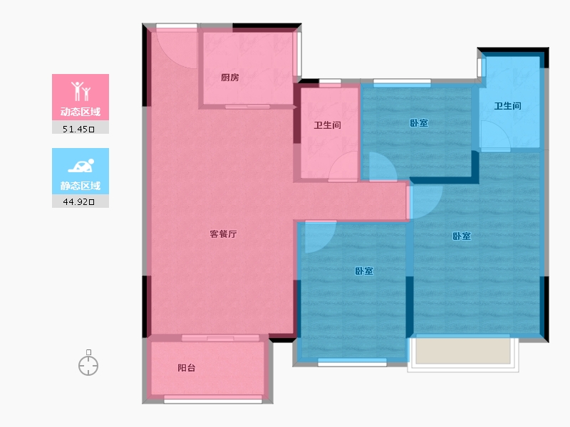 安徽省-芜湖市-中梁龍玺台-87.00-户型库-动静分区