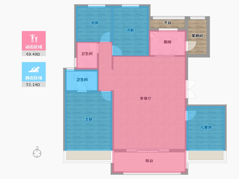 江苏省-徐州市-万科·翡翠之光-118.01-户型库-动静分区