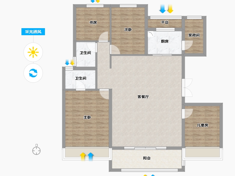 江苏省-徐州市-万科·翡翠之光-118.01-户型库-采光通风