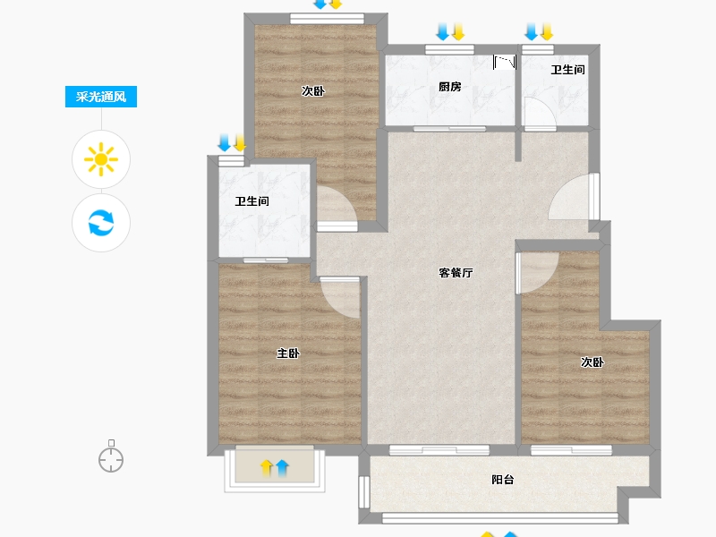 安徽省-合肥市-禹洲林海天城-84.00-户型库-采光通风