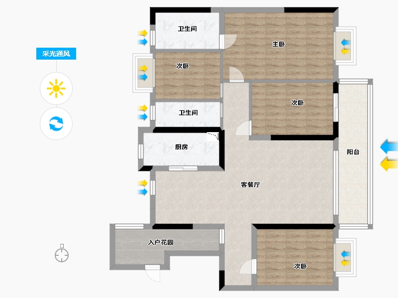 江苏省-淮安市-盱眙碧桂园-113.60-户型库-采光通风