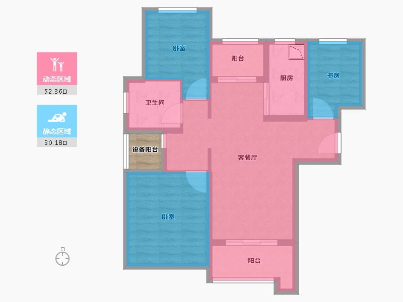 浙江省-宁波市-万年卡美丽亚-74.58-户型库-动静分区