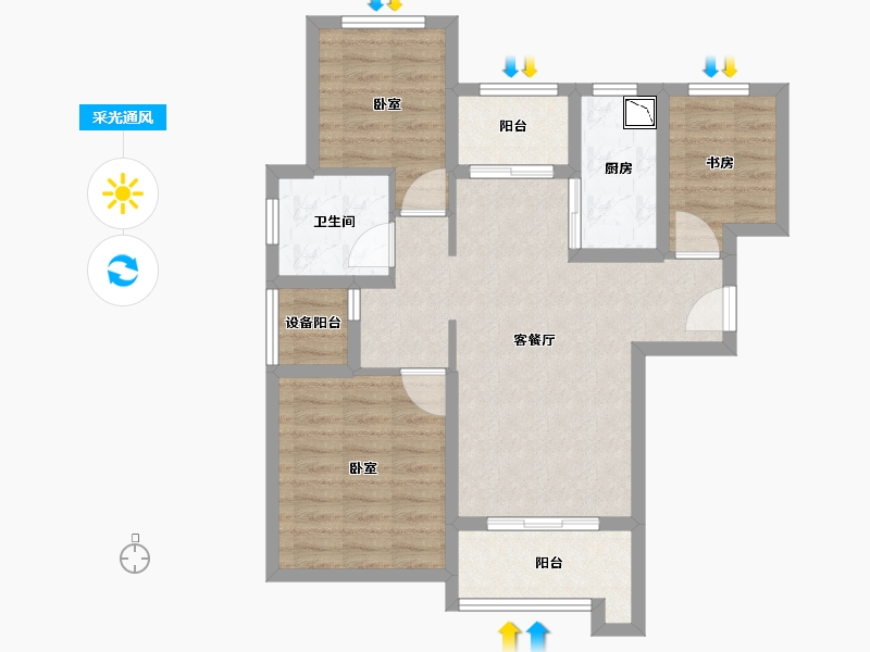 浙江省-宁波市-万年卡美丽亚-74.58-户型库-采光通风