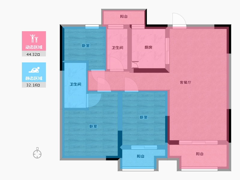 浙江省-宁波市-大爱书院小镇-66.89-户型库-动静分区