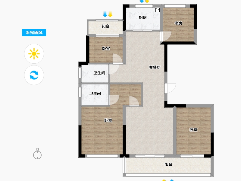 浙江省-宁波市-时代·璟悦府-104.00-户型库-采光通风