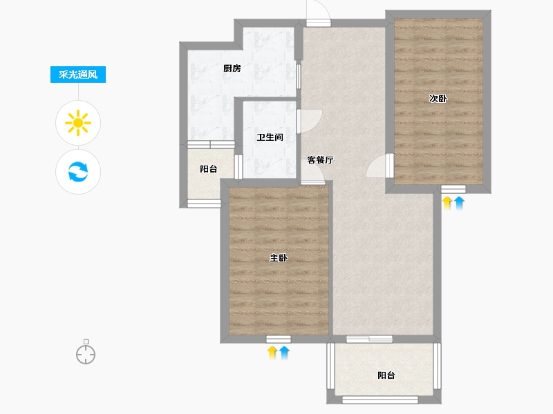 江苏省-淮安市-杉杉东方世纪城-73.60-户型库-采光通风