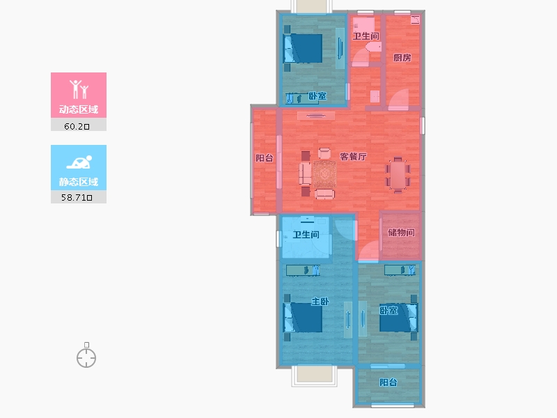 江苏省-淮安市-伊顿公馆-105.60-户型库-动静分区