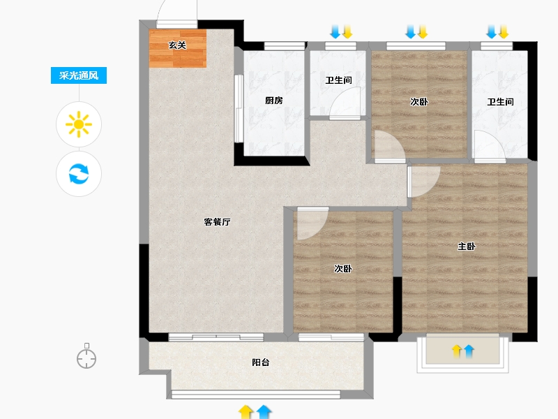 安徽省-滁州市-明发水韵桃源-85.00-户型库-采光通风