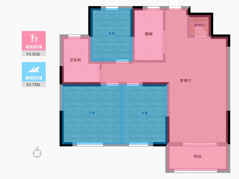 江苏省-淮安市-绿地国际街区-72.00-户型库-动静分区