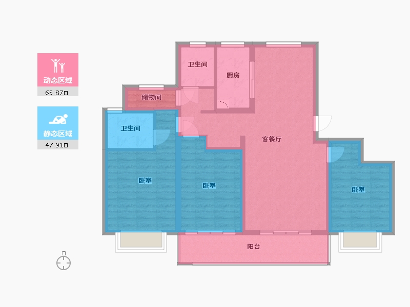 浙江省-宁波市-维科·水岸春晖-102.00-户型库-动静分区