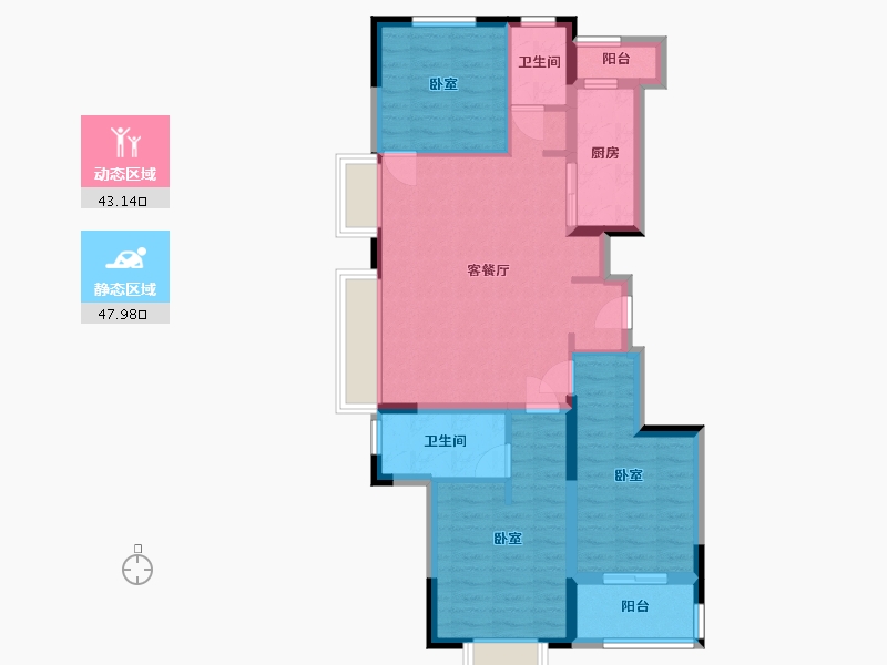 浙江省-宁波市-大爱书院小镇-80.65-户型库-动静分区