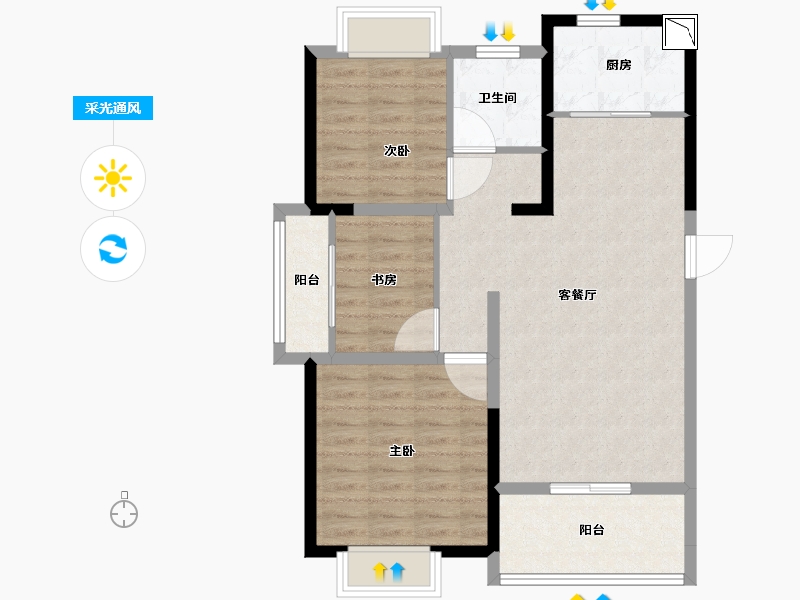 江西省-南昌市-朝阳盈家荟-82.00-户型库-采光通风