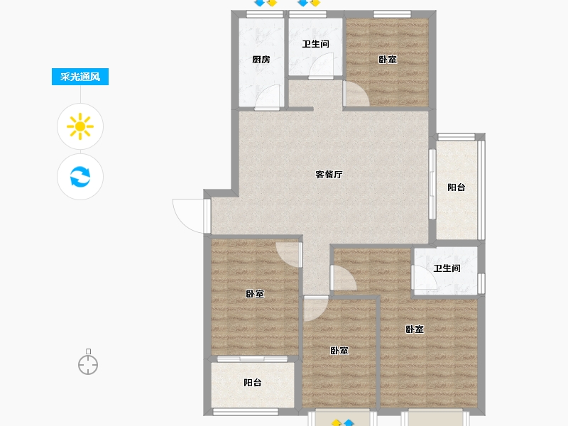 福建省-福州市-马尾正荣财富中心-105.00-户型库-采光通风