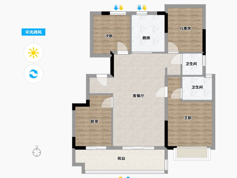 安徽省-合肥市-金鹏麓山院-96.00-户型库-采光通风