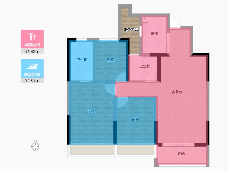 浙江省-金华市-义乌壹号院-80.55-户型库-动静分区