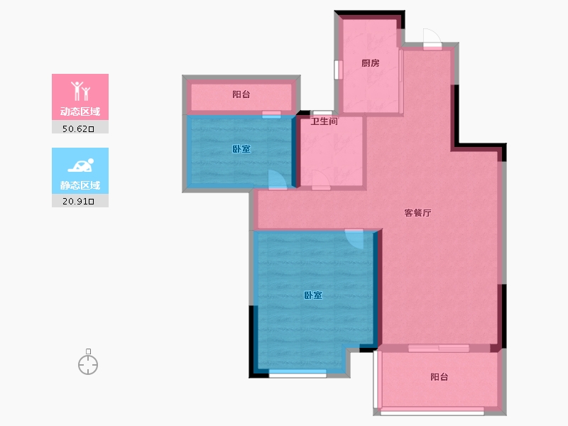 浙江省-宁波市-万基河姆景苑-63.00-户型库-动静分区