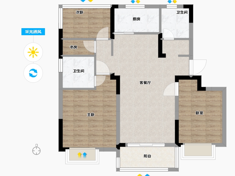 安徽省-合肥市-锦华雅居-82.00-户型库-采光通风