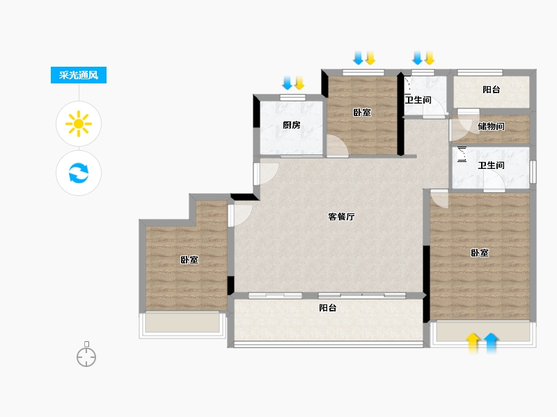 浙江省-温州市-都会传奇-111.00-户型库-采光通风