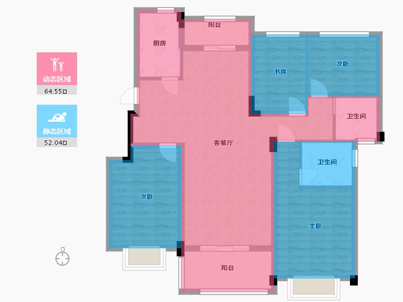 江西省-九江市-御景东方-104.00-户型库-动静分区