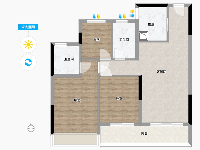 浙江省-杭州市-春和云境-76.25-户型库-采光通风