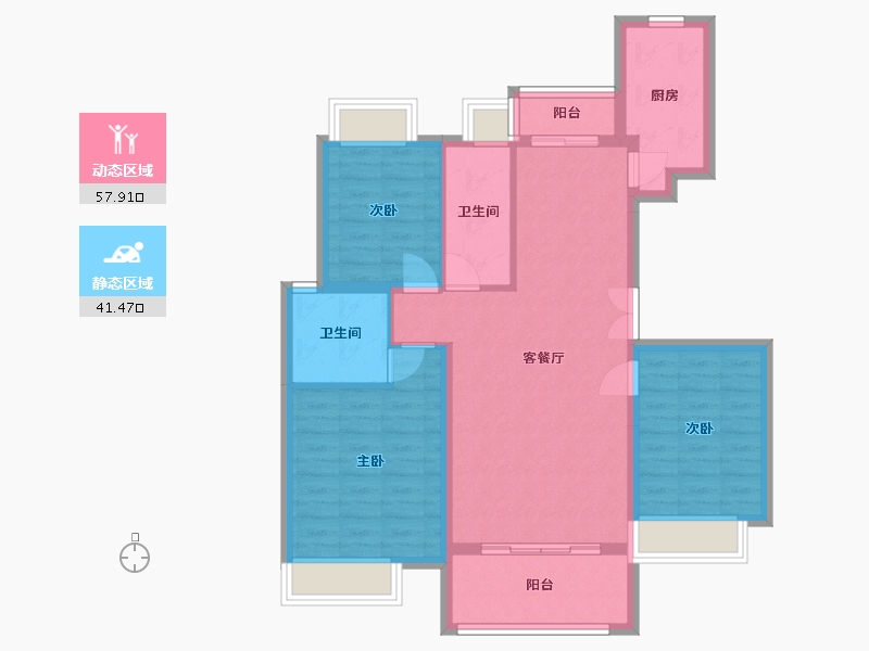 江西省-九江市-富润城-88.99-户型库-动静分区