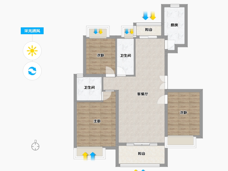 江西省-九江市-富润城-88.99-户型库-采光通风