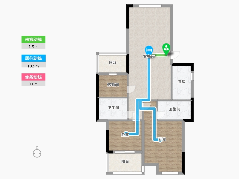 浙江省-宁波市-万基河姆景苑-84.00-户型库-动静线