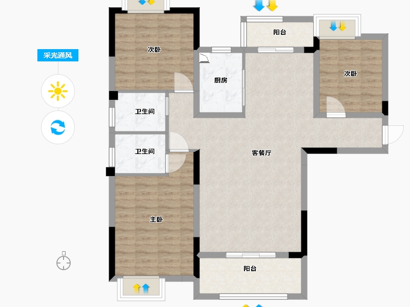 江西省-九江市-鼎盛凤凰城-100.80-户型库-采光通风