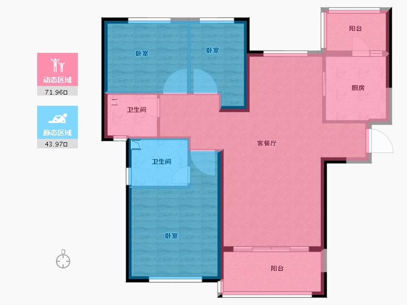 福建省-龙岩市-恒大绿洲三期天璟苑-104.42-户型库-动静分区