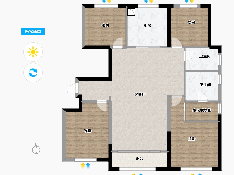 甘肃省-兰州市-中海华庭-114.17-户型库-采光通风