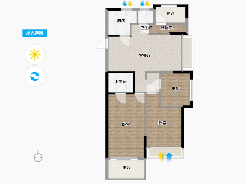 浙江省-温州市-都会传奇-94.00-户型库-采光通风