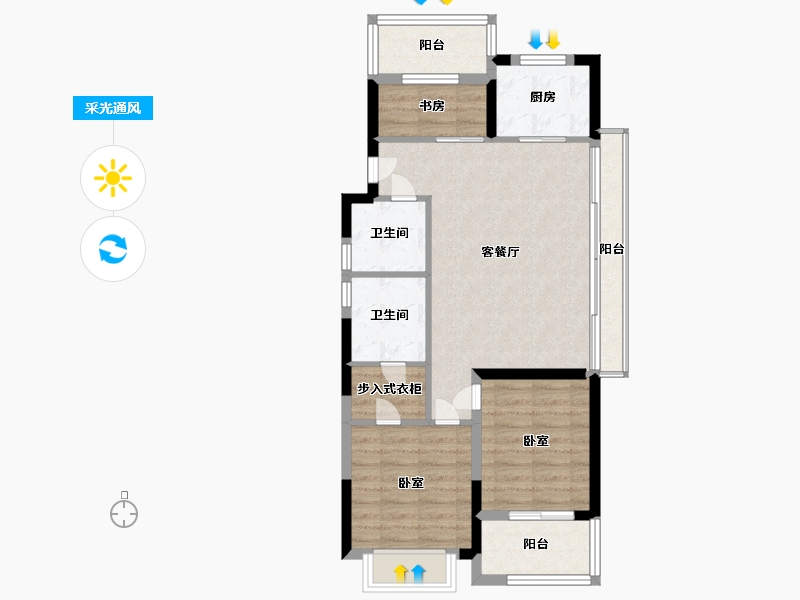 浙江省-宁波市-祥生光明金麟府-75.99-户型库-采光通风