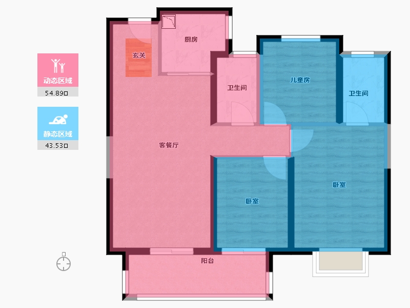 浙江省-宁波市-云都会府-88.00-户型库-动静分区