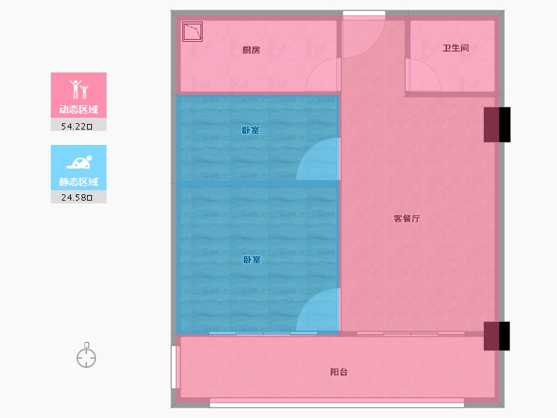 浙江省-丽水市-蓝城桃李春风-72.00-户型库-动静分区