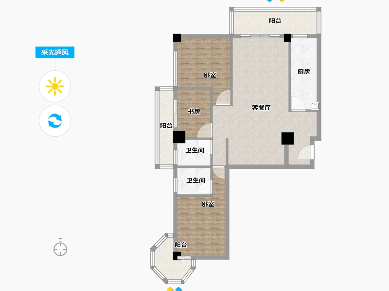 福建省-莆田市-皇冠花园-104.01-户型库-采光通风