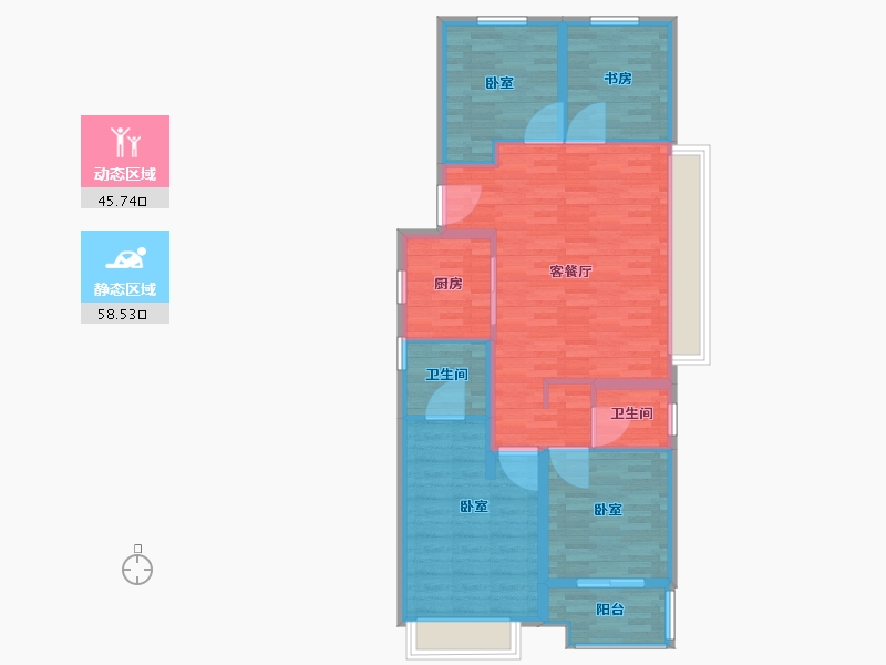 江苏省-扬州市-运河宝龙观邸-94.00-户型库-动静分区