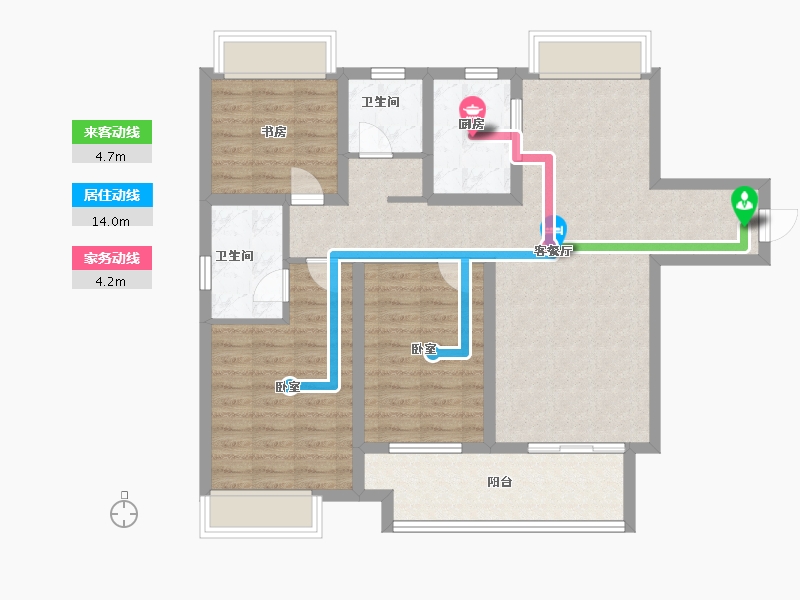 江苏省-扬州市-运河宝龙观邸-94.00-户型库-动静线