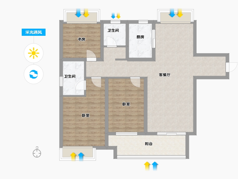 江苏省-扬州市-运河宝龙观邸-94.00-户型库-采光通风