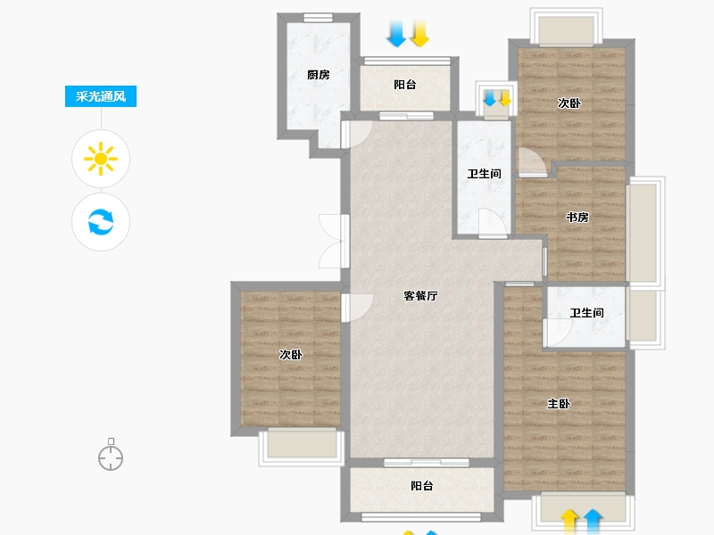 江西省-九江市-富润城-101.34-户型库-采光通风