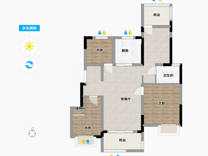 安徽省-合肥市-江山庐州印-83.39-户型库-采光通风