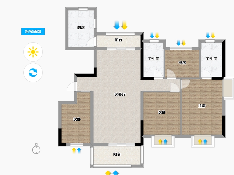 江西省-九江市-御景东方-112.01-户型库-采光通风