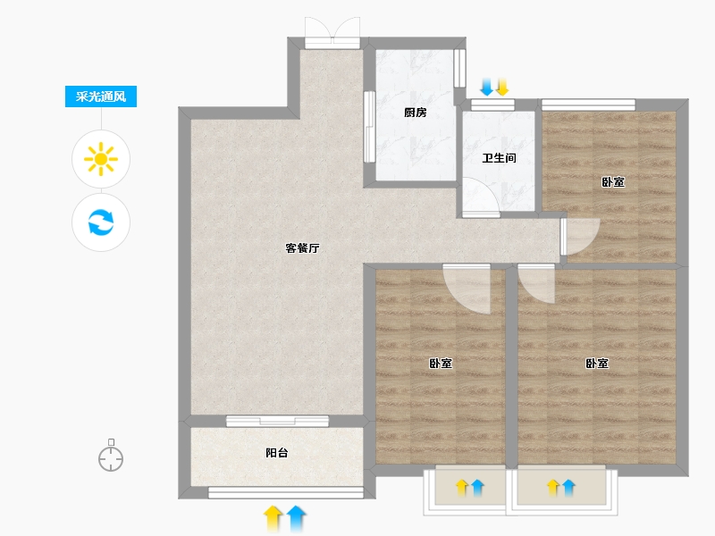 浙江省-绍兴市-大族阿里山庄-78.22-户型库-采光通风