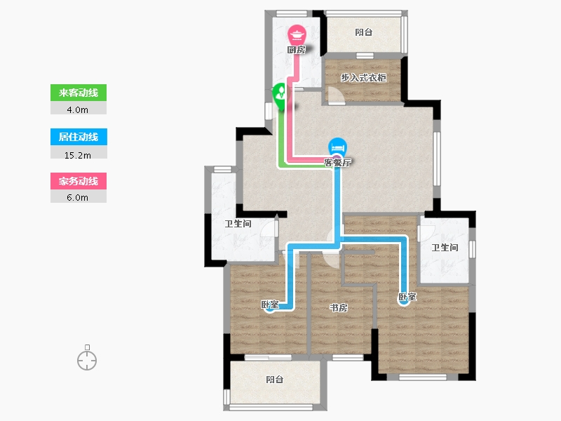 浙江省-宁波市-万基河姆景苑-96.99-户型库-动静线