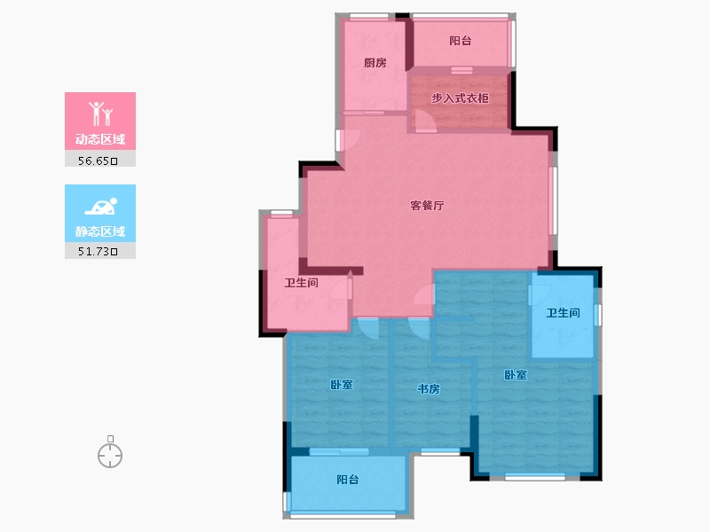 浙江省-宁波市-万基河姆景苑-96.99-户型库-动静分区