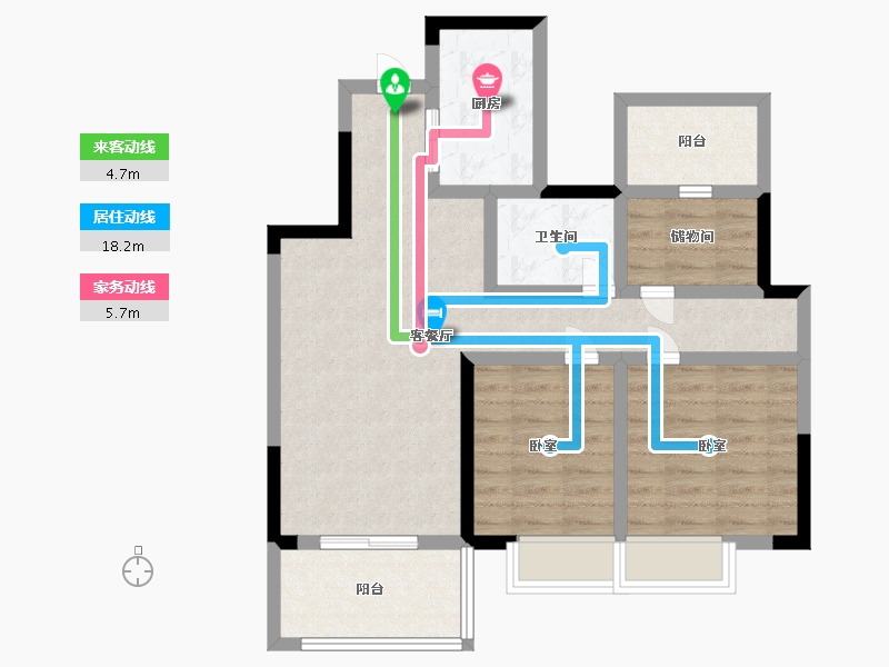 浙江省-宁波市-万基河姆景苑-74.00-户型库-动静线