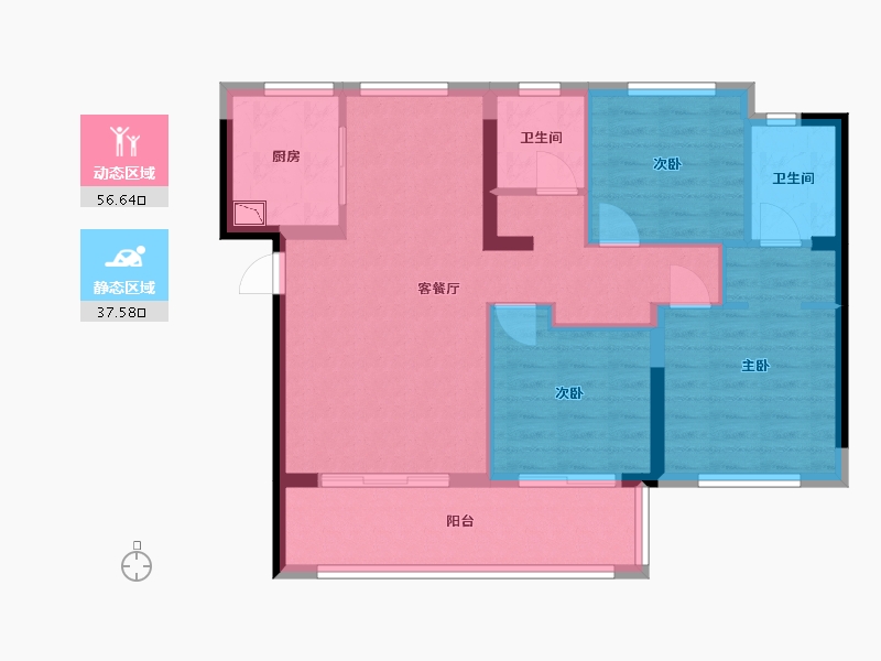 福建省-福州市-世茂永泰温泉小镇-84.34-户型库-动静分区