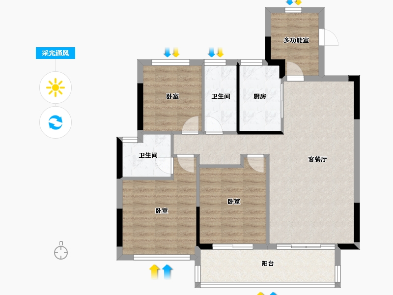 福建省-莆田市-保利紫荆公馆-88.00-户型库-采光通风