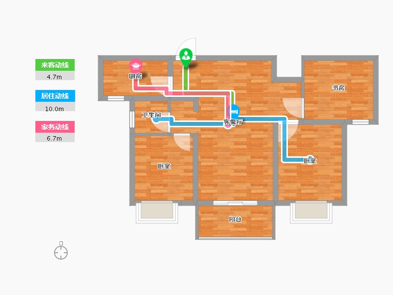 江苏省-扬州市-运河宝龙观邸-77.00-户型库-动静线