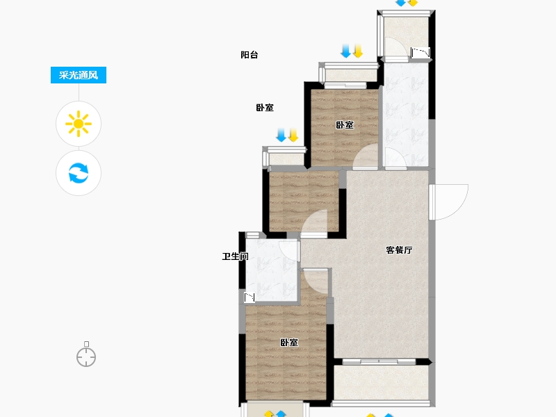 安徽省-芜湖市-芜湖恒大御府-72.00-户型库-采光通风